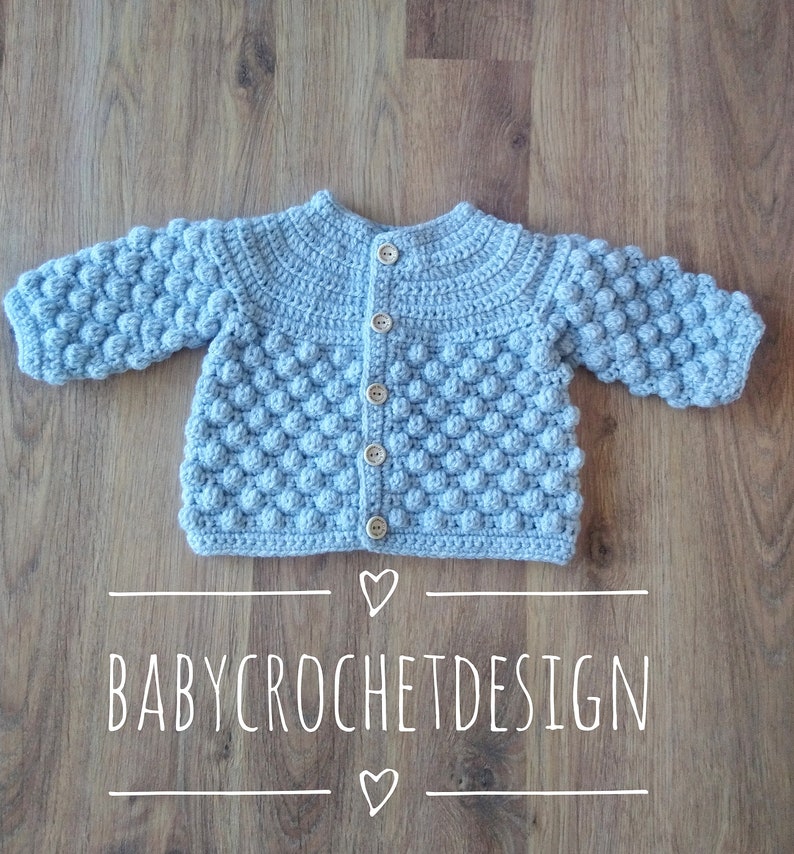Bobbles Baby Jacket Crochet Pattern in sizes Newborn 03 Etsy