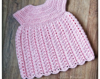 Shell Dress Crochet Pattern in sizes Preemie to 4 Years Digital Download PDF