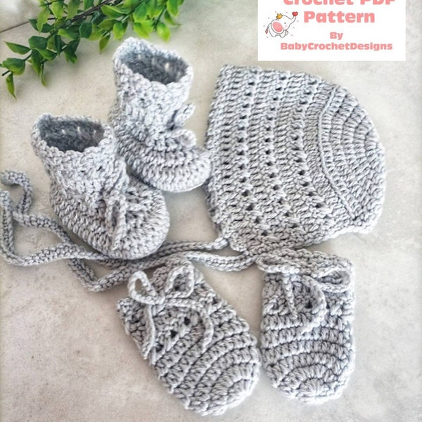 Ensemble élégant de bonnets de bébé au crochet, motif PDF à téléchargement numérique