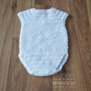 Milan Baby Romper Crochet Pattern in sizes Preemie, Newborn, 0-3, 3-6 and 6-12 Months Digital Download PDF image 5