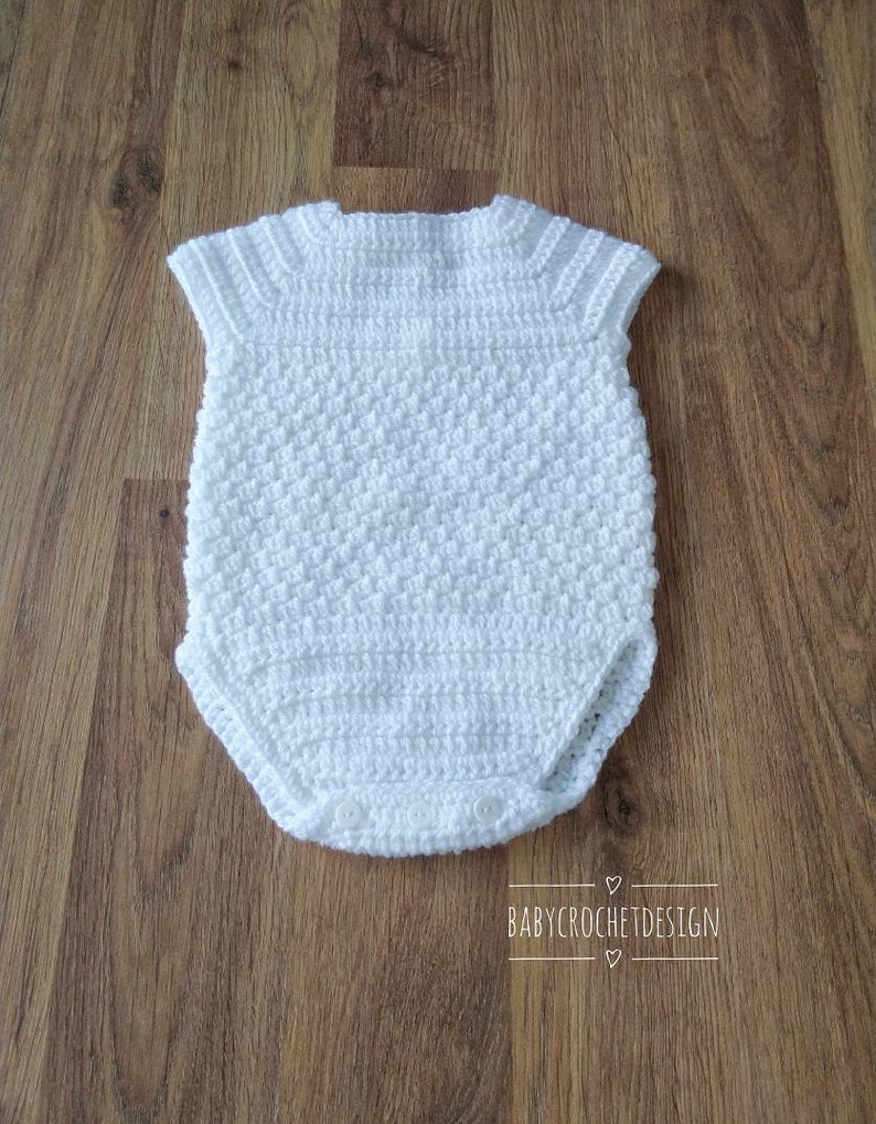 Milan Baby Romper Crochet Pattern in sizes Preemie, Newborn, 0-3, 3-6 and 6-12 Months Digital Download PDF image 5