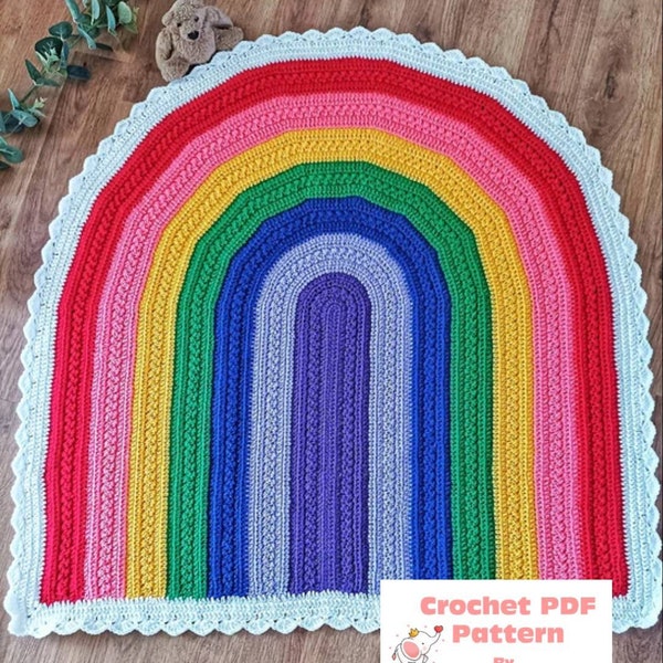 Cloudy Bo Rainbow Blanket Crochet Pattern Digital PDF Download