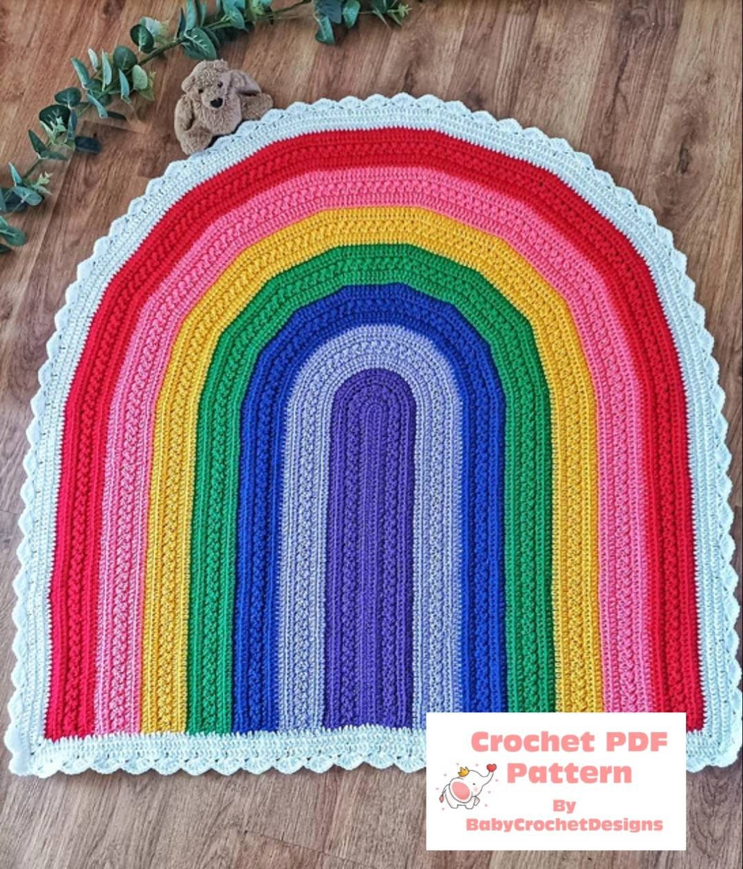 30 Rainbow Blanket Crochet Patterns to Brighten Baby Rooms, Throws, and Gift Giving 12 Cloudy Bo Rainbow Blanket Crochet Pattern