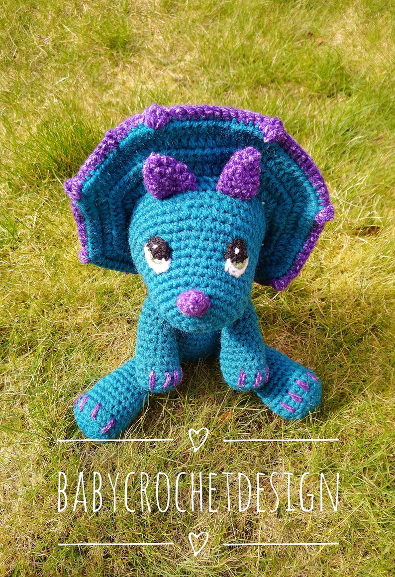 My Mini / Large Triceratops Dinosaur Crochet Amigurumi Pattern | Etsy