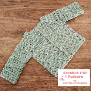 Klustersöm Babykofta Mönster Storlekar Preemie 1-2lb, 3-4lb, 5-6lb, Nyfödd, 0-3, 3-6 och 6-12 månader och 1-2 år Digital nedladdning PDF