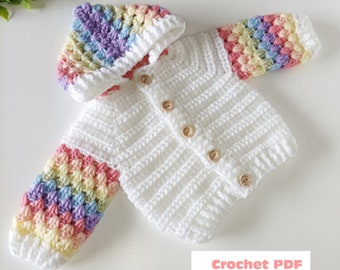 Granny Splash Hoodie Crochet Pattern Sizes Preemie to 10 Years PDF Digital Download