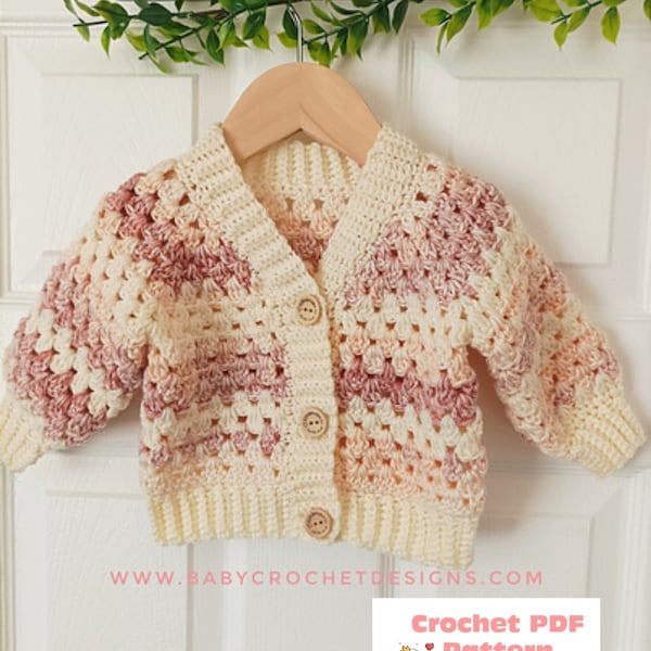 Love my Granny Cardigan Crochet Pattern Sizes 0-3 months to 10 years PDF Digital Download