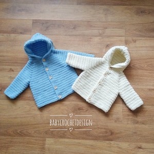 Baby Hoodie Pattern size's Preemie, Newborn, 0-3, 3-6, 6-12 Months and 1-2 Years baby sweater, baby cardigan Digital Download PDF