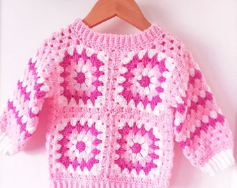 Pull carré au crochet, tailles 0-3 mois à 10 ans PDF à télécharger