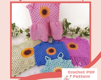 Baby to Adult Sunflower Top Crochet Pattern Sizes 0-3 months to XL Adult PDF Digital Download