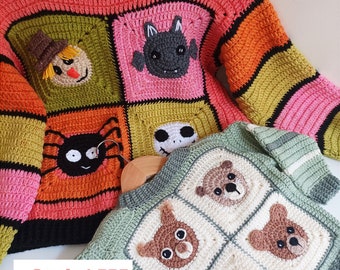 Pick and Mix Sweater Crochet Pattern Pack With sizes Baby to Adult Pumpkin Halloween Christmas PDF Digital Download