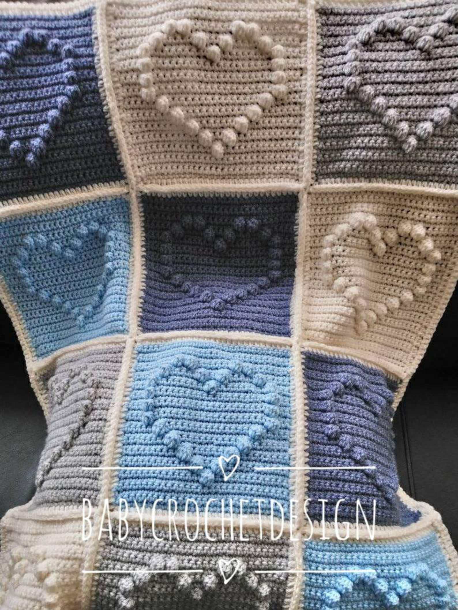 Crochet Bobble Heart Blanket Pattern Digital Download PDF Etsy