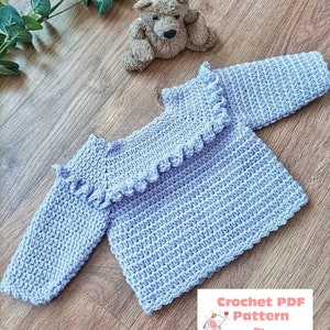 Ruffles Sweater Crochet Pattern sizes 0-3 Months to 10 years Digital Download PDF