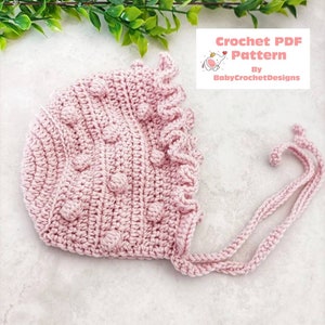 Skyler Bonnet Crochet Pattern Preemie to 3 years PDF Digital download