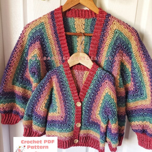 Aurora Hexagon Cardigan Sizes Baby to Adult Woman's Ladies Crochet Pattern PDF Digital Download