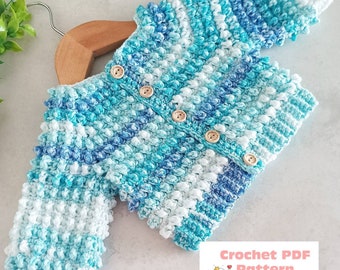 Bramble Baby Cardigan Crochet Pattern sizes Preemie to 4 Years Digital Download PDF