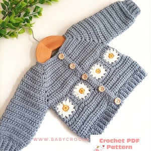 Daisy Chain Cardigan Crochet Pattern Sizes Newborn to 10 Years Digital Download PDF