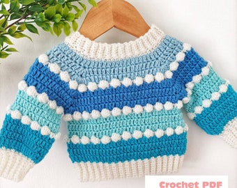 Bobbi Sweater Crochet Pattern Sizes 0-3 months to 10 years Pdf Digital Download