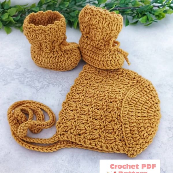 Primrose Baby Mütze und Stiefel Häkelanleitung Digitaler Download PDF