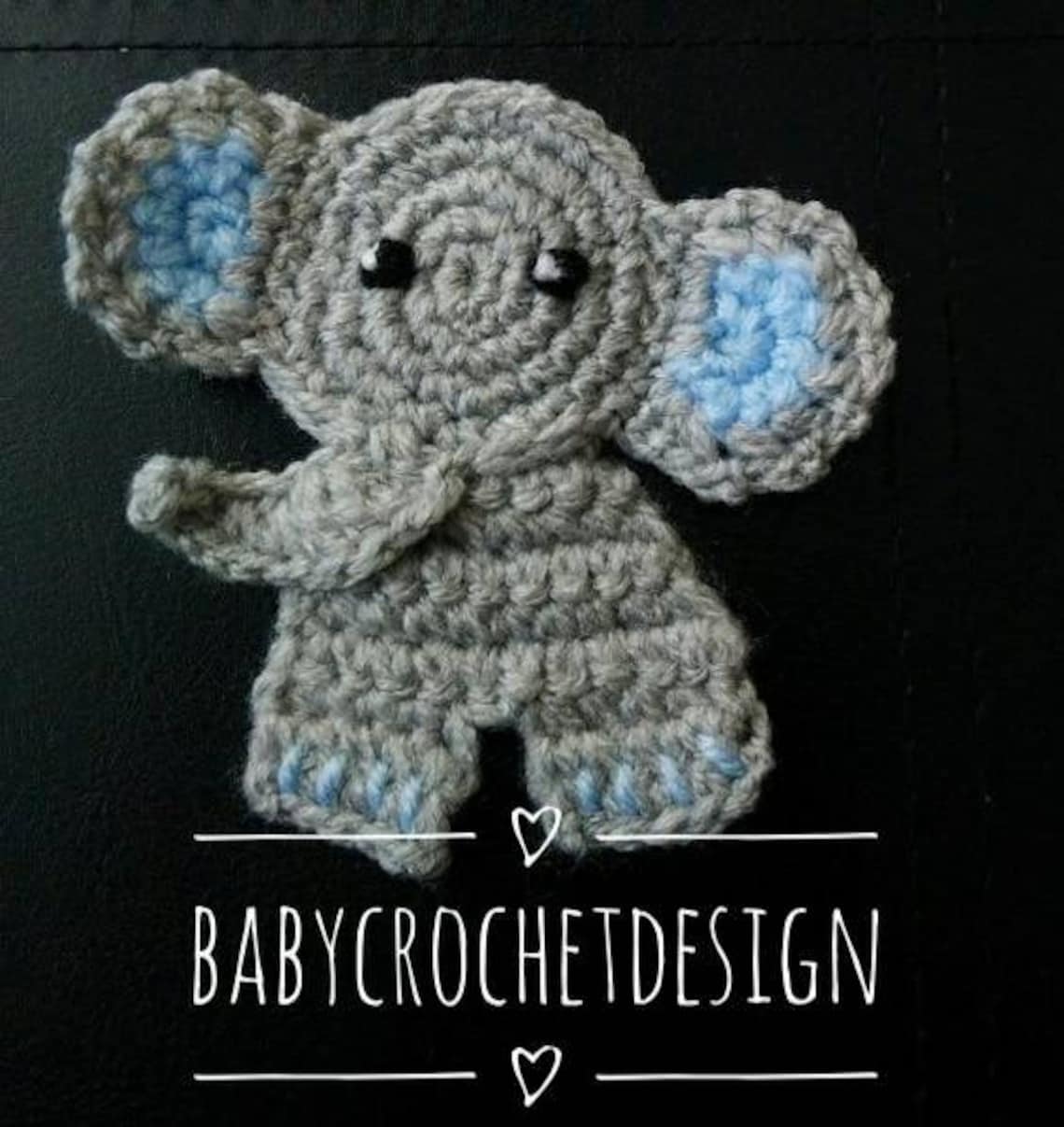 Crochet Elephant Applique Pattern Digital Download PDF Etsy