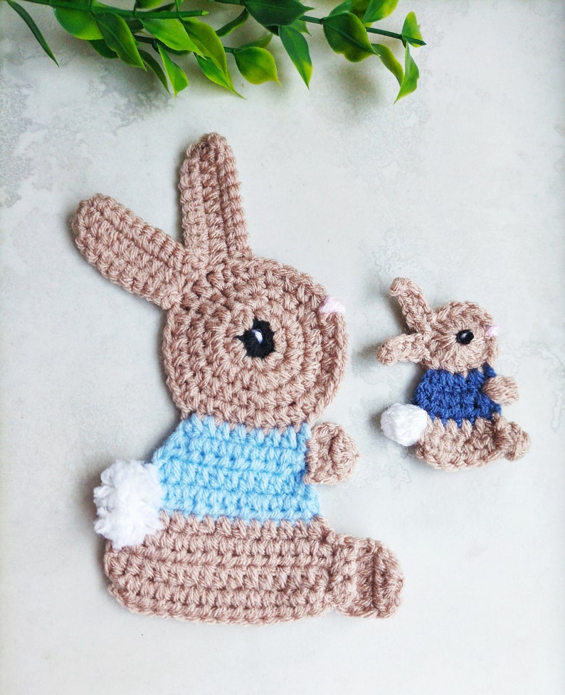 Bunny Applique Crochet Pattern in 3 sizes Digital Download PDF image 4