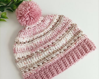 Cosy Cottage Beanie Crochet Pattern Sizes Preemie to Large Adult PDF Digital Download