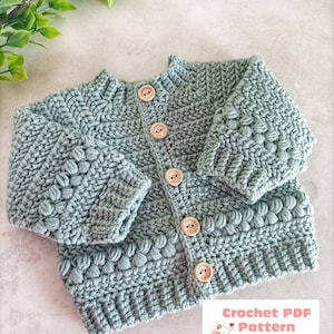 Ayla Cardigan Crochet Pattern Sizes Preemie to 10 years Digtal Download PDF image 1