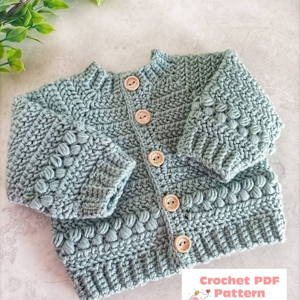 Patrón Ayla Cardigan Crochet Tallas Prematuro a 10 años Digtal Descargar PDF