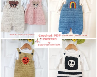 Pick and Mix Romper Crochet Pattern Newborn to 4 Years PDF Digital Download