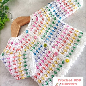 Rainbow Drops Crochet Cardigan Pattern Sizes Newborn to 4 Years Crochet Pattern Digital PDF Download