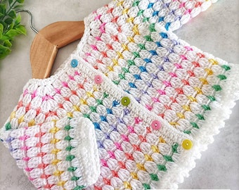 Rainbow Drops Crochet Cardigan Pattern Sizes Newborn to 4 Years Crochet Pattern Digital PDF Download