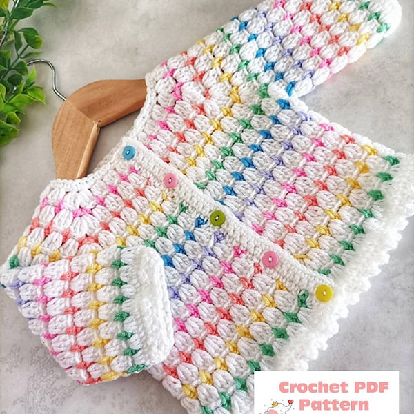 Rainbow Drops Crochet Cardigan Pattern Sizes Newborn to 4 Years Crochet Pattern Digital PDF Download