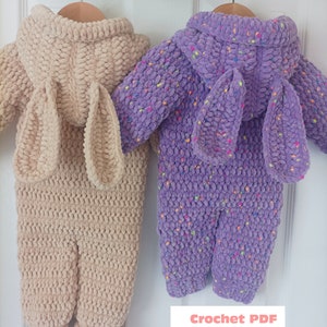 Honey Bunny Snow Suit One Piece Jumpsuit Crochet Pattern Sizes Preemie to 4 Years PDF Digital Download