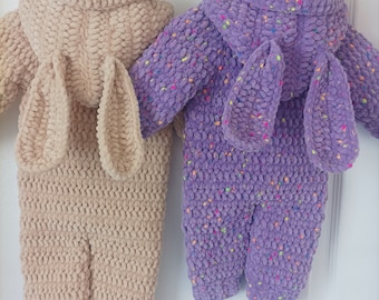 Honey Bunny Snow Suit One Piece Jumpsuit Crochet Pattern Sizes Preemie to 4 Years PDF Digital Download