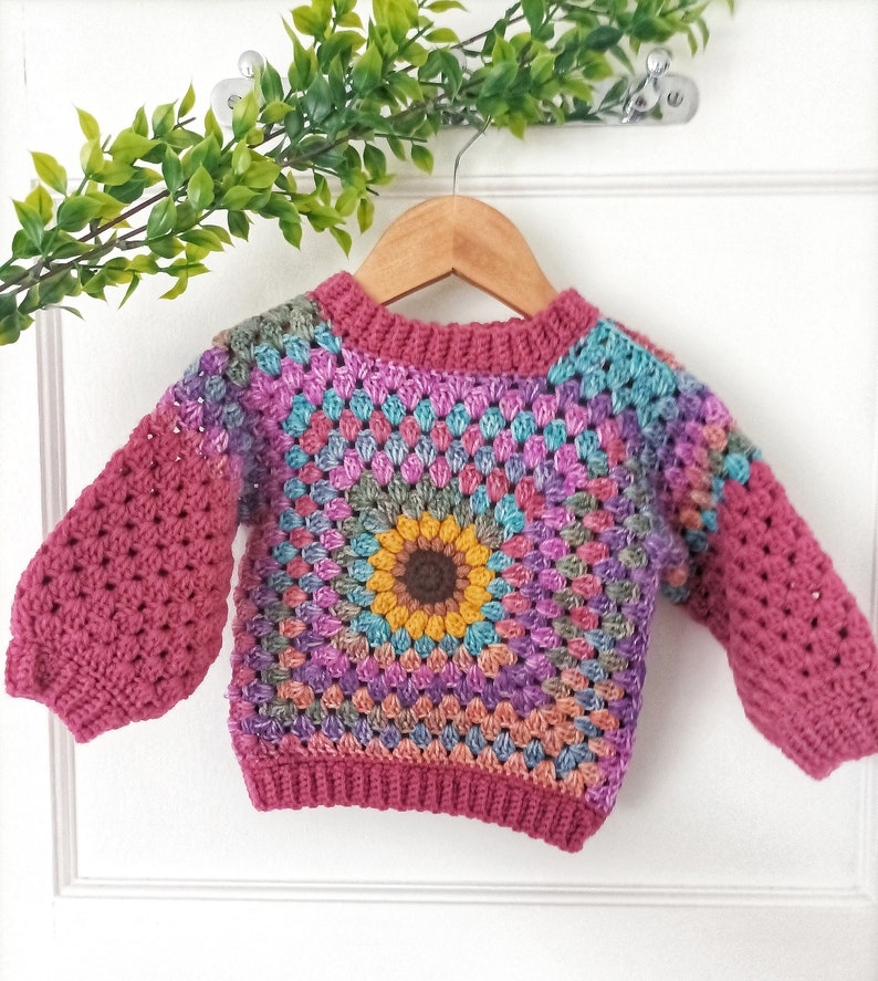 Sunflower Granny Sweater Jumper Crochet Pattern Sizes 0-3 - Etsy