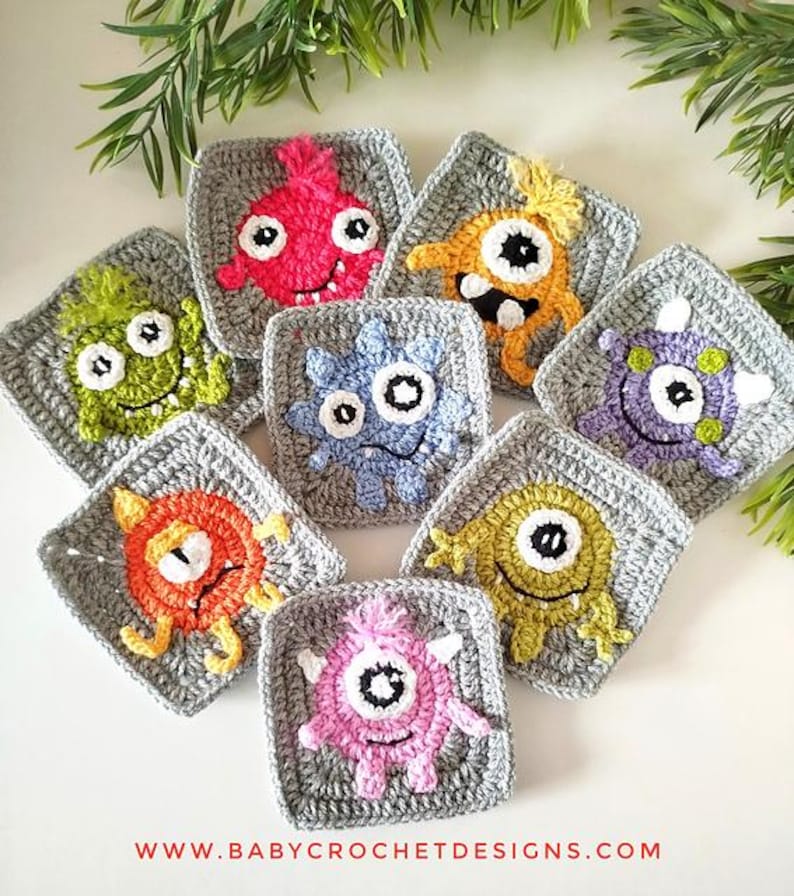 Little Monster Granny Squares Crochet Pattern Digital Download PDF - Etsy