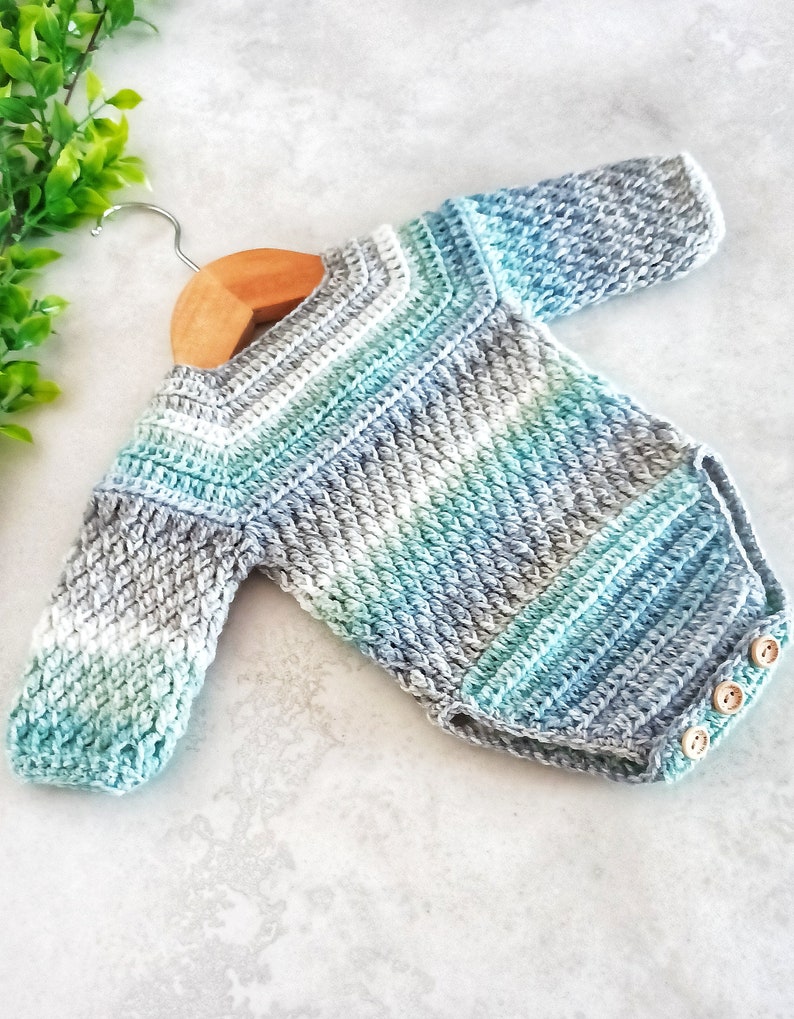 Patrón de crochet para mameluco de bebé alpino, tamaños desde prematuro hasta 2 años, descarga digital en PDF imagen 2
