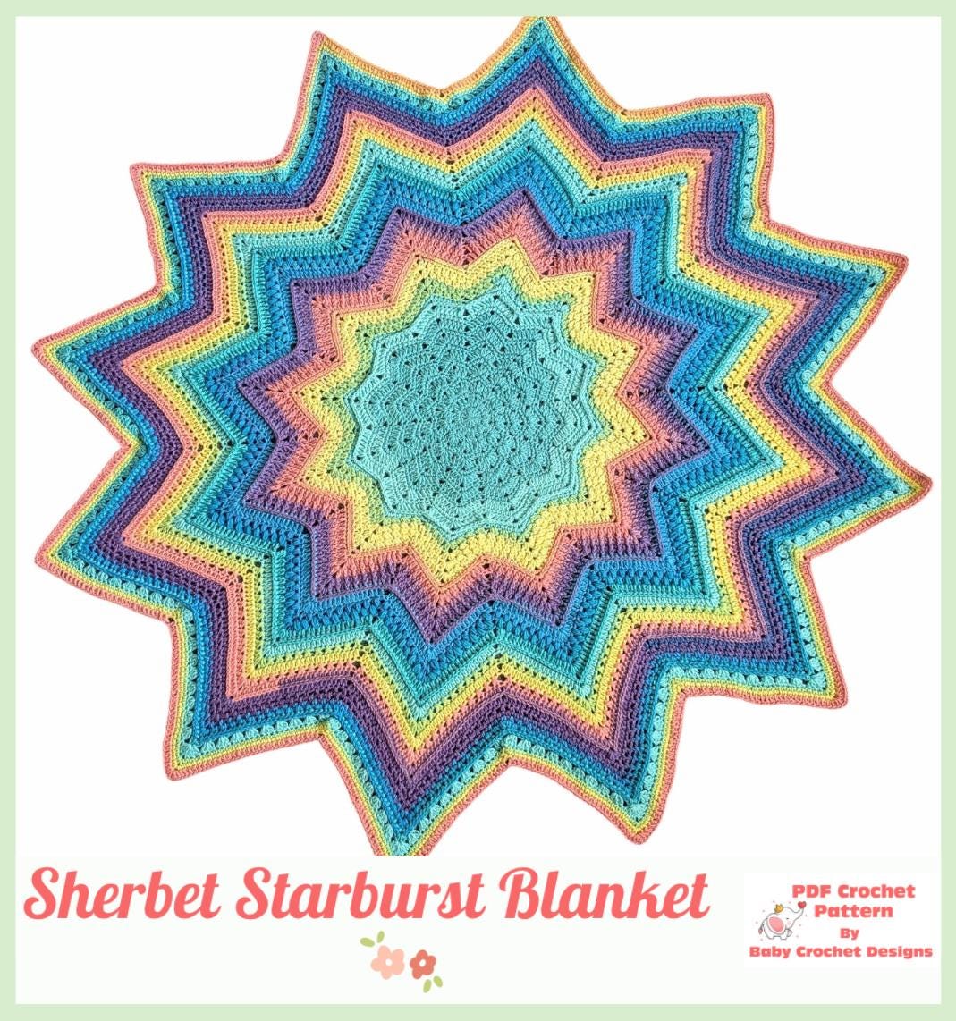 40 Fabulous Crochet Star Blankets and Patterns You Must Make 19 Sherbet Starburst 12 Point Star Blanket