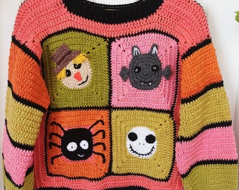 Adult Pick and Mix Sweater Crochet Pattern Halloween Christmas PDF Digital Download