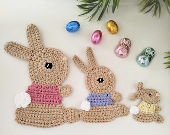 Bunny Applique Crochet Pattern in 3 sizes Digital Download PDF