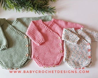 Little Wrap Romper Crochet Pattern Sizes Preemie to 12 Months PDF Digital Download