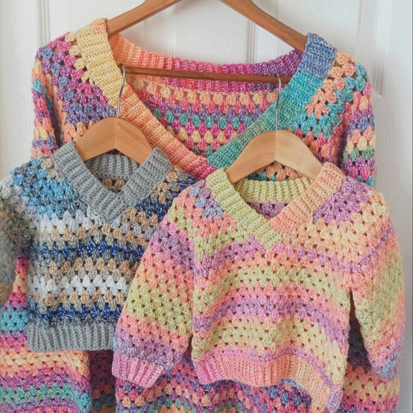 Love My Granny Pullover Crochet Pattern sizes 0-3 months to 10 years Digital Download PDF