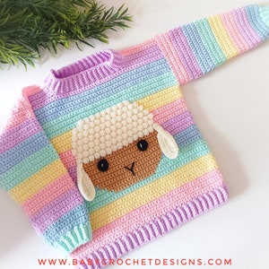 Little Lamb Jumper Crochet Pattern Sizes 0-3 months to 10 years PDF Digital Download