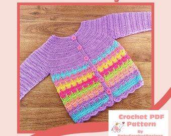 Summer Vibes Crochet Cardigan Pattern PDF Download Sizes Newborn to 6 Years