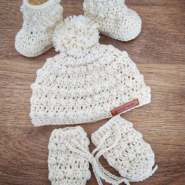 Snowberry Baby Hat Set Crochet Pattern PDF Digital Download