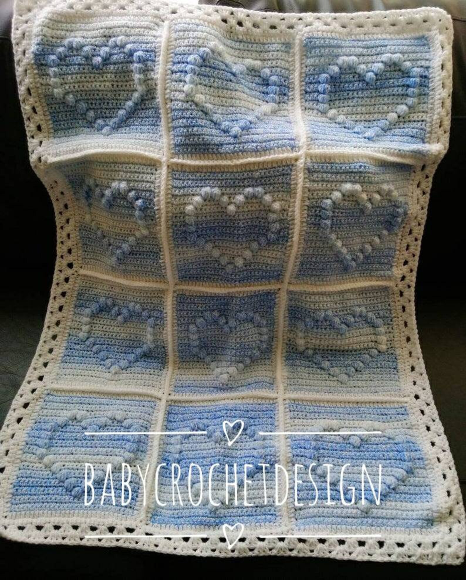 Crochet Bobble Heart Blanket Pattern Digital Download PDF Etsy