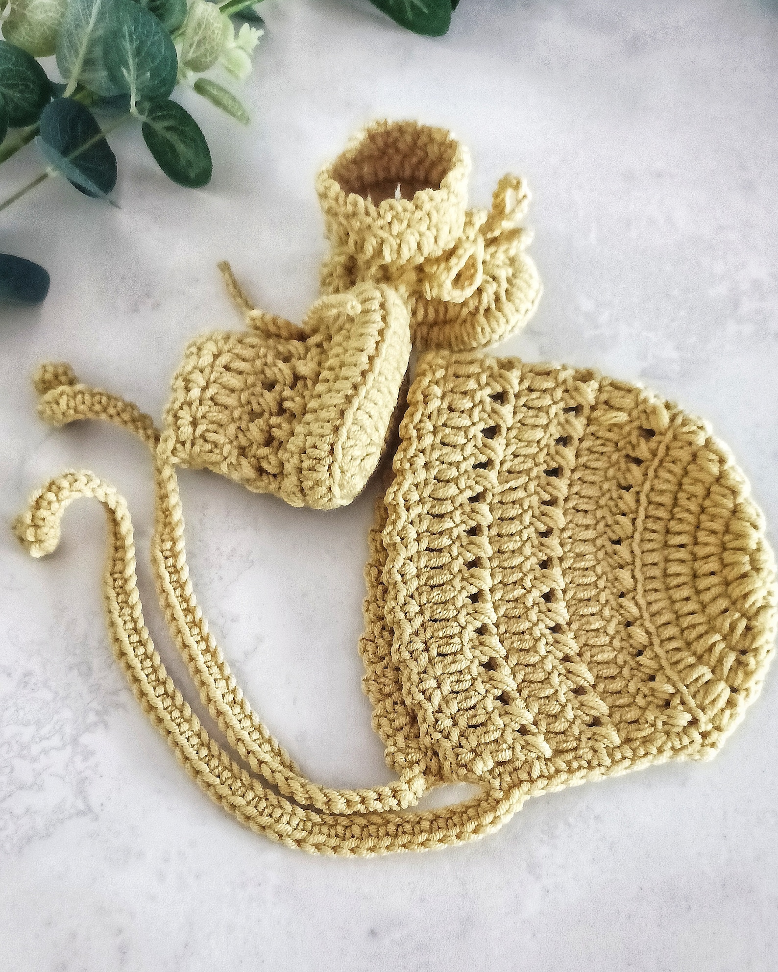 Elegant Baby Bonnet Set Crochet Pattern PDF Digital Download - Etsy