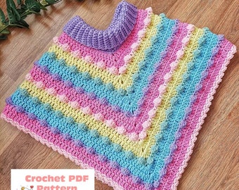 Modèle au crochet Bobbi Poncho tailles 0-6 mois à adulte téléchargement numérique PDF