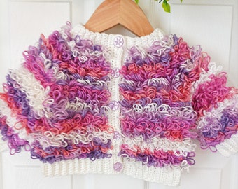 Lots of Loops Jacket Crochet Pattern Sizes Preemie to 10 years PDF Digital Download