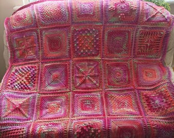 Cosy Textures Blanket including 25 Textured Granny Squares Crochet Pattern Digital Download PDF